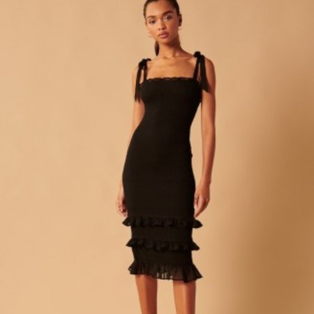 Abercrombie Tie Strap Smocked Midi Dress